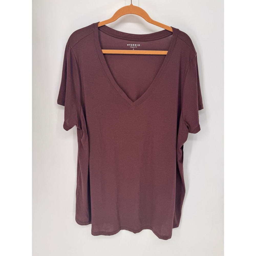 Torrid T-Shirt Women 3X Fudge NWT Girlfriend Signature Jersey V-Neck Tee Solid